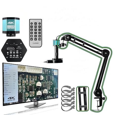 Full HD 4K Electron Microscope For Soldering IMX415 48MP HDMI USB Digital Camera 150X Lens Reinforced Bracket Reduces Vibration(48MP SONY IMX327)