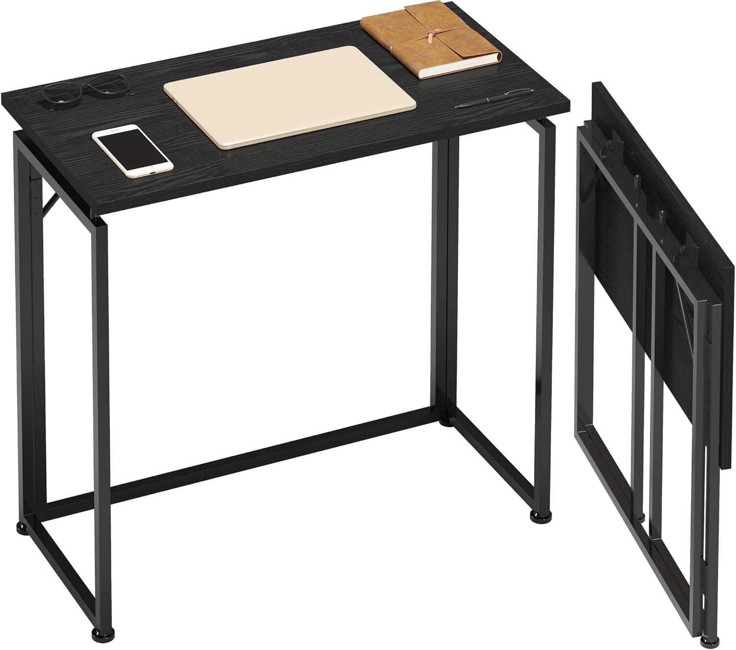 Techni Mobili 31.5” Folding Desk for Small Spaces, No Assembly Required, Black