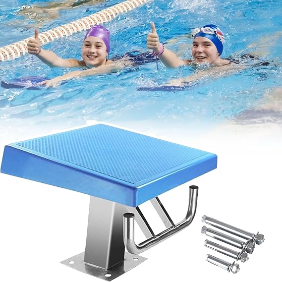 Diving Board Professional Heavy Duty, One Step Diving Starting Block, Stainless Pool Jumping Platform, Swimming Competition Divies with Handle, 15° Inclined Pool Diving Platform(Standard)