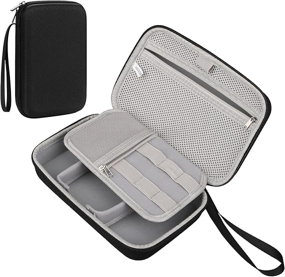 Teskyer Travel Cable Organizer, Rigid Case, Waterproof, Better Protection, Large Capacity, Portable, Travel Accessories, 14 x 22 x 6.5 cm, Black