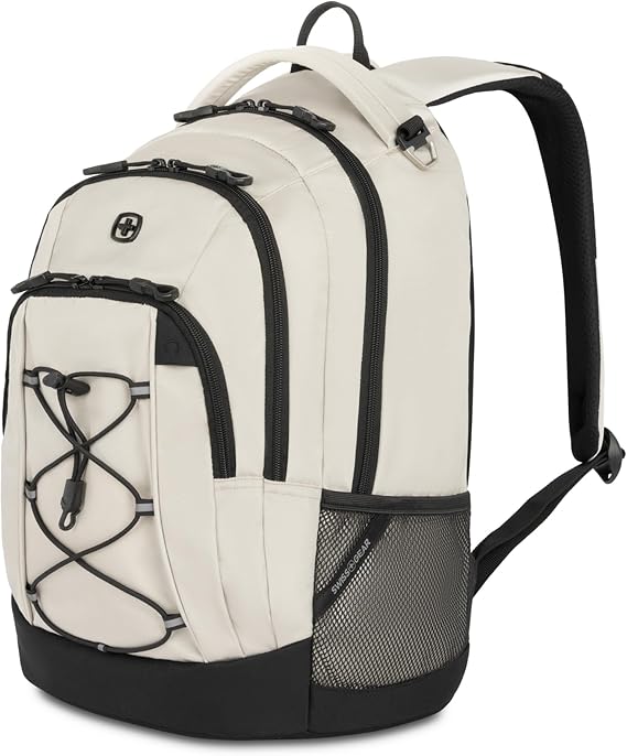 SwissGear Unisex's 1186 Bungee Backpack Laptop, Cream/Black, 17-inch