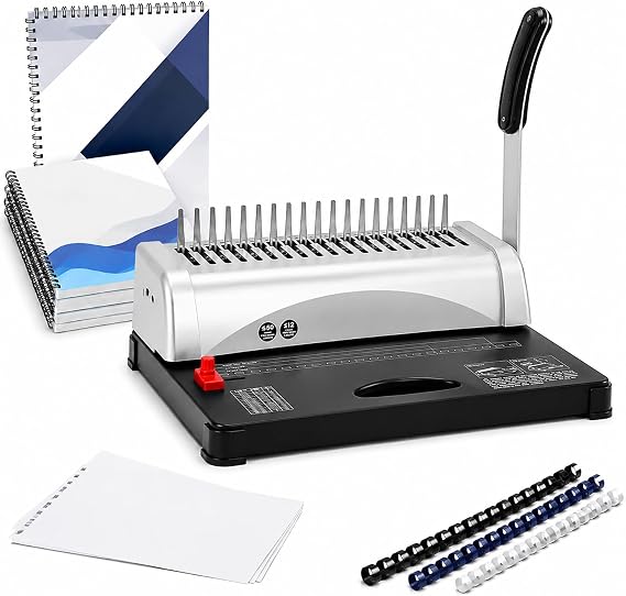 Manual Comb Binding Machine, 21-Holes, 3-5mm Adjustable Margin