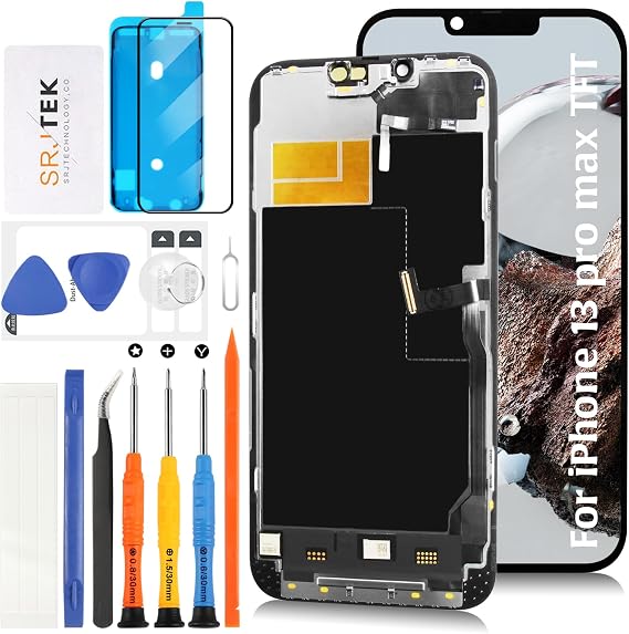 SRJTEK For iPhone 13 Pro max incell LCD Panel Screen Replacement Repair With Sensor Cable Touch Panel Set, Compatible with 6.7 inch A2643, A2484, A2641, A2644, A2645 Models LCD Display Touch Screen
