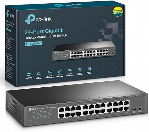TP-Link TL-SG1024D Gigabit Masaüstü Anahtar, Siyah, 24'lü