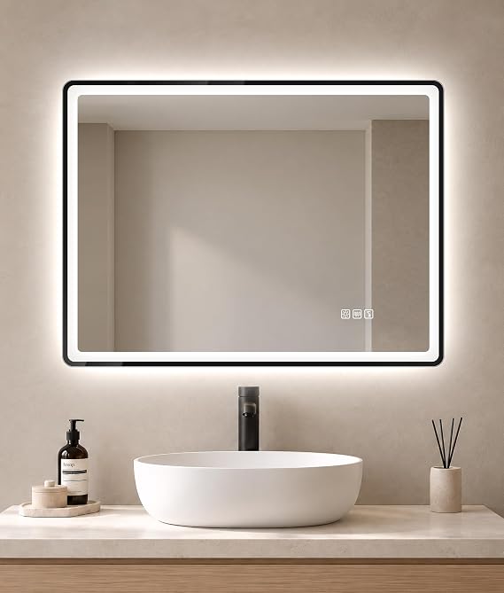 STARLEAD 600x800 mm Bluetooth-Bathroom-Mirror-with-LED-Lights, Black Edge
