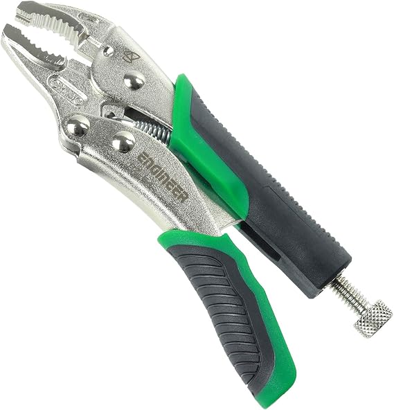 Locking Pliers with Unique Non-Slip/gripping Screw Removal Jaws for the Easy Extraction of Damaged/Stuck Screws, Black/Green. Neji-Saurus mole Grip Pliers by ENGINEER (Small)