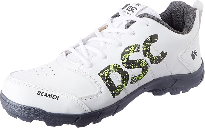 DSC Men's Modern Beamer Cricket Shoes Size 2 UK (Fluro Yellow-White)