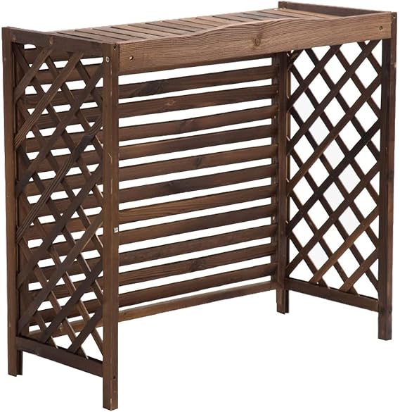 Outdoor Privacy Screen Fence Air Conditioning Cover Solid Wood Space Divider Trash Can Enclosure Hid Air Conditioner Rack Flower Stand Protective grilles for air conditioners and heat pumps (Size : 1