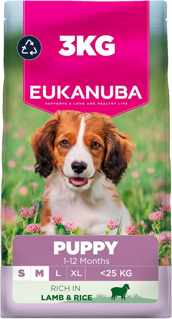 Eukanuba Lamb & Rice - Complete Dry Puppy Food - For Small & Medium Breed Dogs 3KG