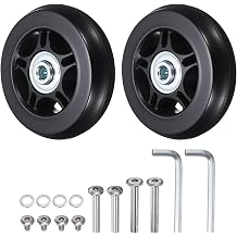 HiPicco Luggage Suitcase Replacement Wheels, 68x24mm Rubber Swivel Caster Bearings Repair Kit - Include 2 PU Bearing Wheels & Washers, Wrenches & Axle Screw for Trolley Bag, Caster Board