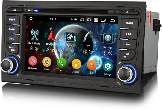 erisin [4+64GB] 8 Core Android 14 Car Stereo Radio for Audi A4 S4 RS4 8E 8F B9 B7 Seat Exeo Carplay GPS Sat Nav DSP Bluetooth 5.0 WiFi Dab+ DVD IPS TPMS Canbus Navigation