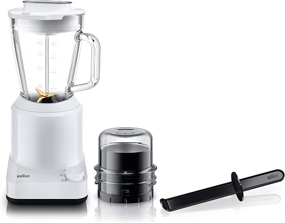 Brown Blender Power Blend 1 JB1168WH High Power Smoothie Soup Smooth Crush Ice Ice Grinder Coffee Beans Spice 2 Speeds Pulse Driving German Design 1 Liter Large Capacity Heat Resistant Glass Jug Stand Juicer Easy Operation Easy Clean Dishwasher White