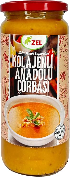 ZEL Kolajenli Anadolu Çorbası 480 ml – İlikli Kemik Suyundan, Hazır İçime Uygun, Katkısız, Geleneksel Lezzet, Yüksek Proteinli Sıvı Çorba