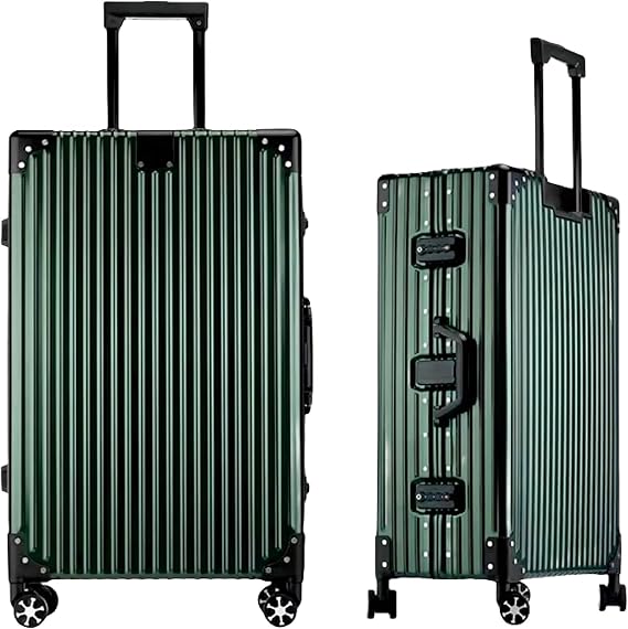Aoliwei Aluminium Frame Suitcase S (55 cm) Hand Luggage - Lightweight 100% PC Hard Shell Trolley in Metal Look, 35L Business Travel Suitcase with TSA, 4 Quiet 360° Wheels, S, simple