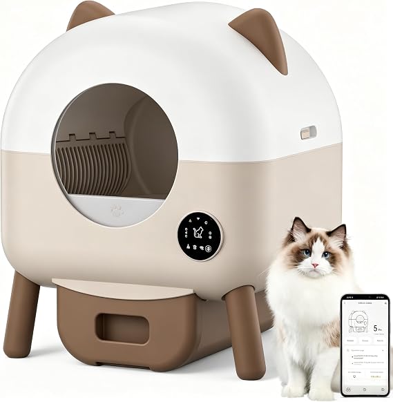 Large Automatic Cat Litter Box Smart Self Cleaning Tray App Control
