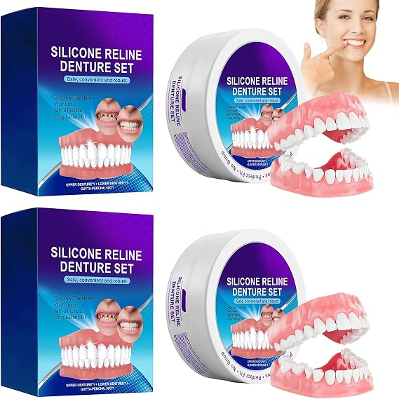 2 Pcs Silicone Dentures, Silicone Denturesto Fit Over Existing Teeth,for Woman and Man, Soft and Comfortable Upper and Lower Dentures