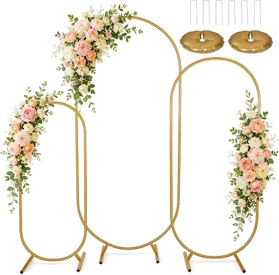 Wedding Arch Stand 6ft 5ft 4ft 4ft Gold Metallic Balloon Arch Backdrop Stand Wedding Arches for Wedding Birthday Party Decoration Ceremony Decoration