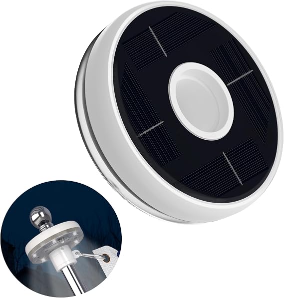ZMTECH Bayrak Direği Güneş Işığı, (1 adet) Güneş Bayrağı Direk Işıkları Dış Mekan Su Geçirmez LED, 5-10FT Bayrak Direkleri için, Güneş Işığı sadece 1 inç Çap Bayrak Direği Dış Mekan, Otomatik Şarj ve