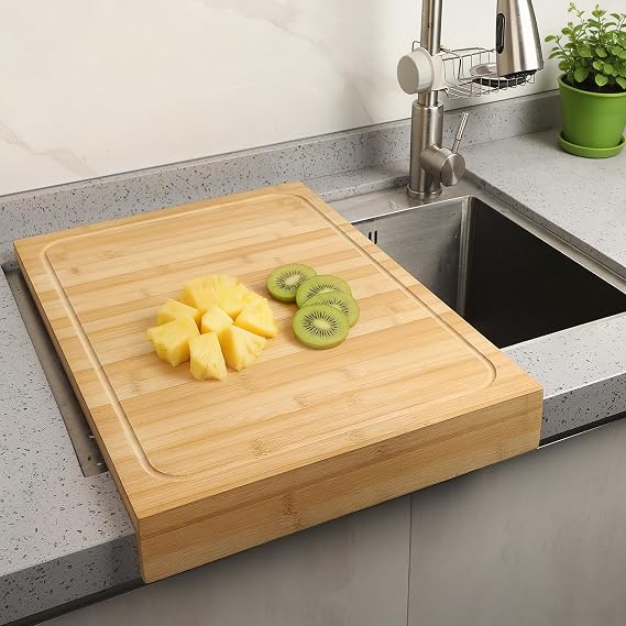BAMOTTO CRAFTBAMBOO 15.8x22 Inch Large Bamboo Cutting Board Sink Cover