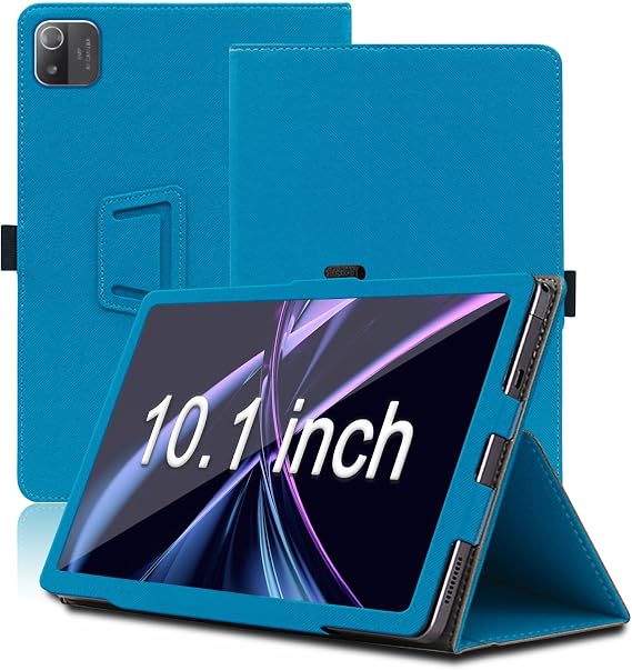 Tablet Case Compatible with 10.1 Inch Acer Iconia Tab A10(A10-21-A0T7), Premium PU Leather Folding Stand Tablet Protection Bundle with Pen Loop and Wrist Strap, Full Protection(Light Blue)
