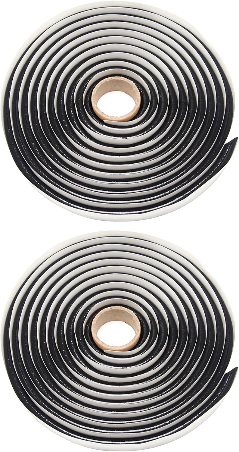 QWORK® 2 Piece Butyl sealant Tape 9.5mm Diameter x 13ft, Black Butyl sealant Rubber for Automotive Truck Headlight Window Door Windshield
