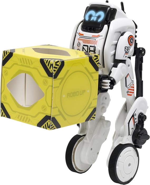 YCOO Robo Up Remote Control Robot Toy, Programmable Robot with LED Eyes, squat, stand and carry function for kids ages 5-14 years