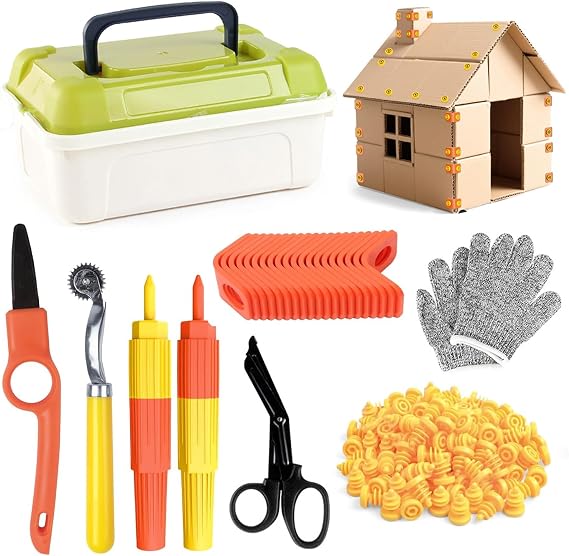 Cardboard Construction Tool Kit for Kids,Engineering Building Set with Cutter Screwdriver for DIY,Gift Box for STEM Educational Projects,Gifts for Boys and Girls Aged 14 Over