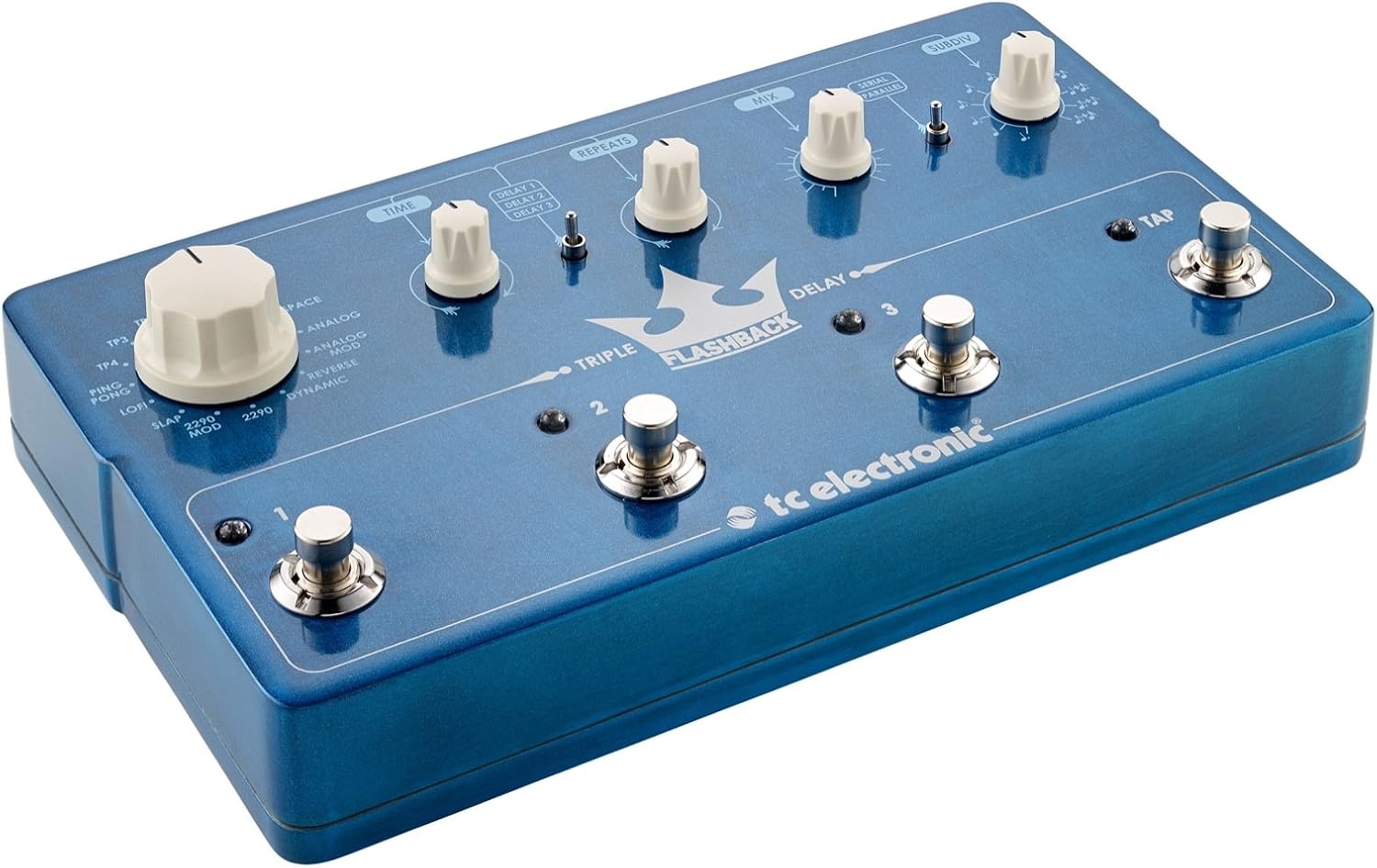 tc electronic デジタルディレイペダル TonePrint対応 スタジオグレードアルゴリズム 独立した3つのディレイエンジン タップテンポ機能 シリアルパラレルルーティング切り替え可能トゥルーバイパス バッファー内蔵 FLASHBACK TRIPLE DELAY Blue