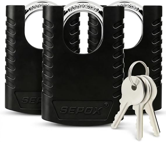 SEPOX® 3PK 3-3/16" 80mm Heavy Duty Outdoor Padlock with 3 Keys All-weatrher