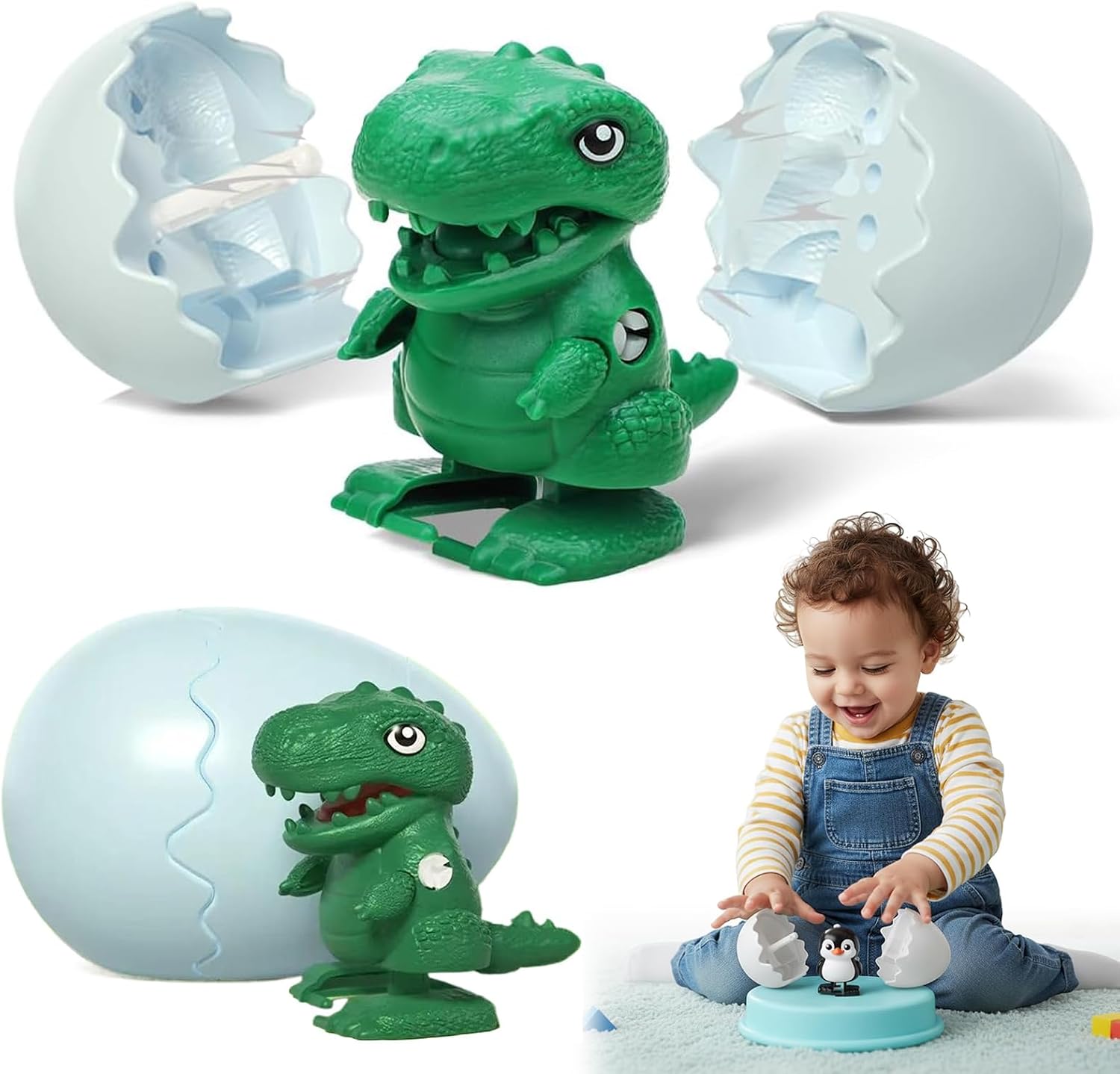 CHENRI 2026 Easter’s Gift, Wind-Up Animal Hatching Surprise Egg, Hatching Dinosaur Egg Toy for Kids, Spinning Egg Hatches into Walking Dinosaur, Wind-Up Surprise Eggs Gift for Kids Party (Dinosaur)