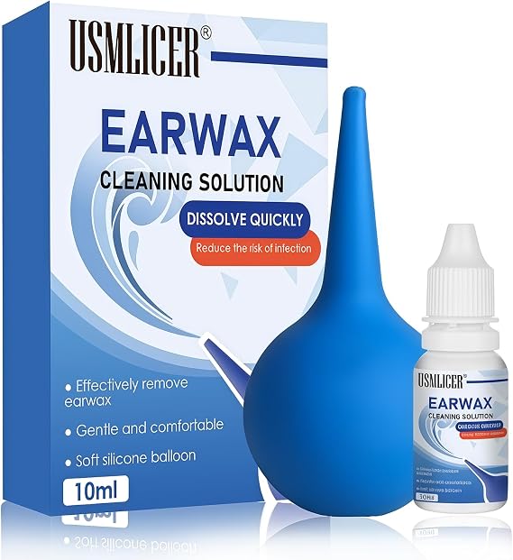 10ml Ear Wax Remover, Rapidly Dissolving Ear Drops for Ear Cleaning, Effective Dissolves Excessive, Hardened Ear Wax, Ear Cleansing Solution for Home, Travel & Daily Use