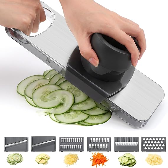 Oderra Stainless Steel Kitchen Mandoline with 6 Blades