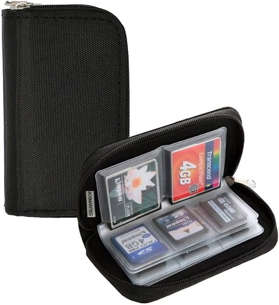 メモリーカードケース - キャリーケース Micro SD Mini SD 4X CF対応 カードホルダー バッグ ウォレット メディアストレージ整理用 ブラック