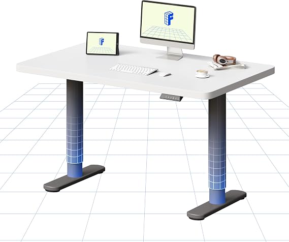 FLEXISPOT Electric Standing Desk One Piece Desktop CylineX Height Adjustable Sit Stand Up with Memory Smart Panel, 100x60 Silver Frame and White Top