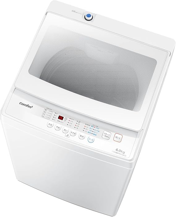 Comfee CAC06EW60/W-S1 Washing Machine, 13.2 lbs 6 kg, Living Alone, For 1 - 3 People, Fully Automatic Washing Machine, Stainless Steel Drum, Air Drying, Timer Function, Room Drying, Glass Door