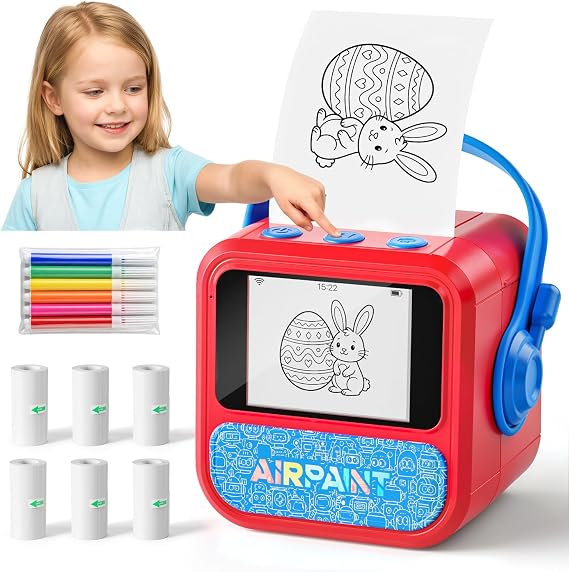 BioAdvanced Portable Thermal Printer Smart AI Voice Sticker Printer for Kids,Cordless Thermal Inkless Printer,Mini Thermal Sticker Maker with Voice Control & 6 Style Options