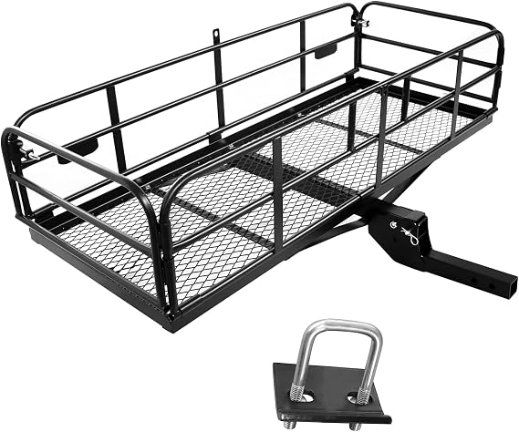 Folding Hitch Carrier - 60 x 24 x 14 inch - 500 LB Capacity - Heavy Duty Rear Luggage Basket - Fits 2 Inch Receiver for Car SUV Pickup