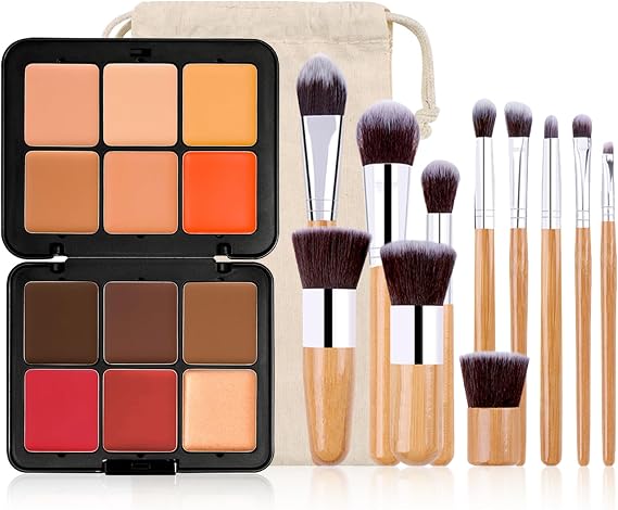 12 Colors Cover Cream Blush Palette, Eyeshadow Palette, Lift Sculpt Cream Contour Kit, Concealing, Highlighting Contouring Makeup Palette, Smudge Proof, Natural-Looking, Concealer for Women