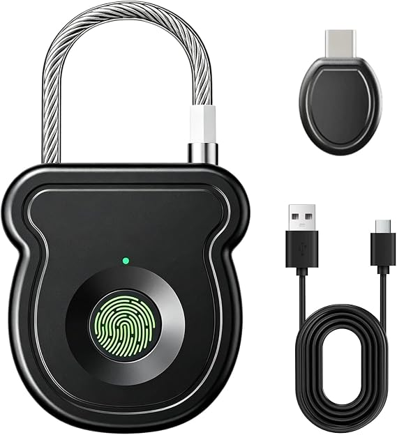 Smart Fingerprint Padlock Keyless Lock with 20 Fingerprints Storage