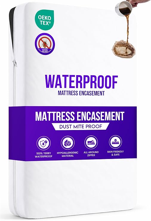 Sunshine Comforts Waterproof Mattress Encasement 4FT Small Double Bed (120x190x30cm), Premium Zippered Mattress Protector, Bed Bug & Dust Mite Proof, Hypoallergenic & Washable Mattress Cover, White
