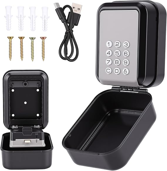 Smart Lock Box, Large Key Lockbox, Key Safe Wall Mounted, TTLock APP Control, Bluetooth and Passcode Unlock Lock Box for Airbnb Home Realtor Office (Gray)