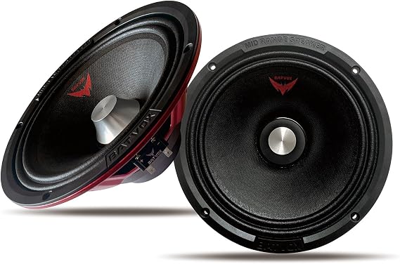 MX80S3 Midrange Loudspeaker 8" Silver Bullet, 600W Max, 4 Ohms, Premium Quality Audio Door Speakers for Car or Truck Stereo Sound System, Black (2 Speaker)