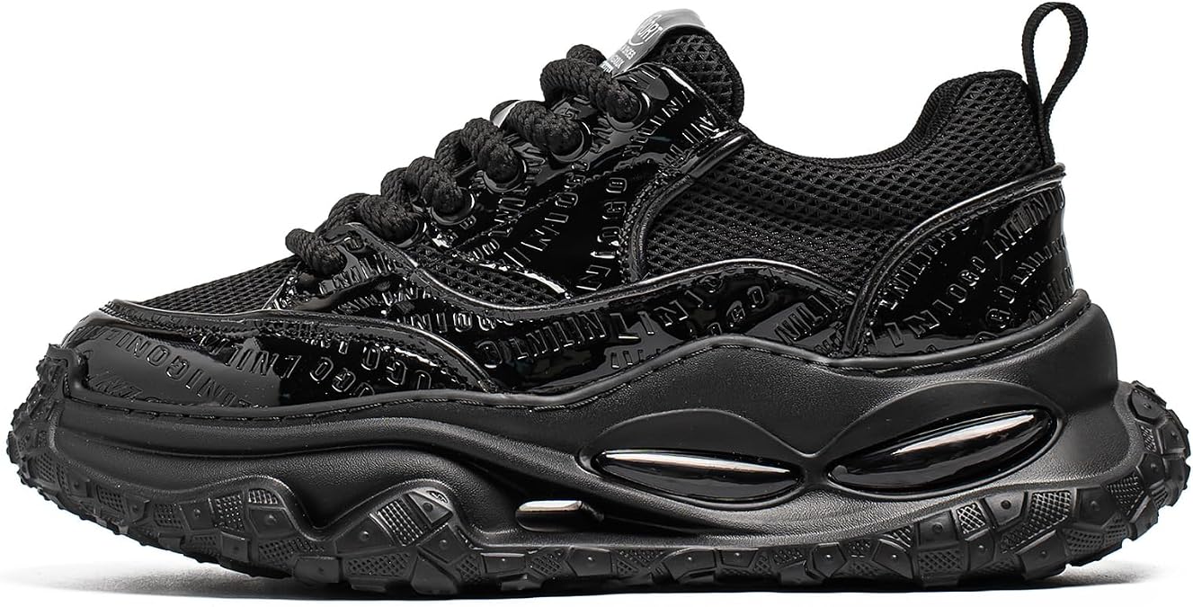 Men's Chunky Platform Trainers Non-Slip Breathable Mesh Casual Walking Shoes Y2K Retro Dad Trainers