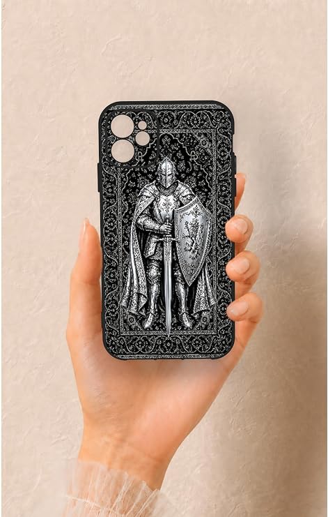 iPhone 11 Uyumlu Şövalye Desenli Silikon Kılıf, Siyah