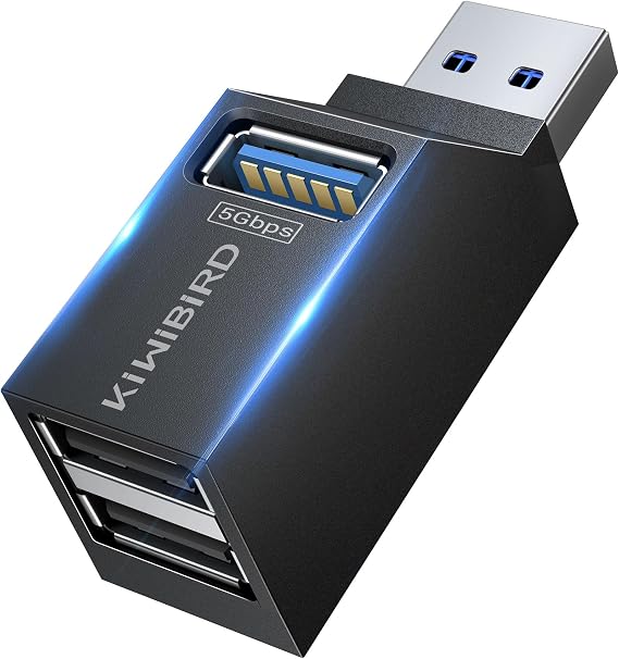 KiWiBiRD Double USB Adapter, USB Splitter, Mini USB Hub, Extension Adapter