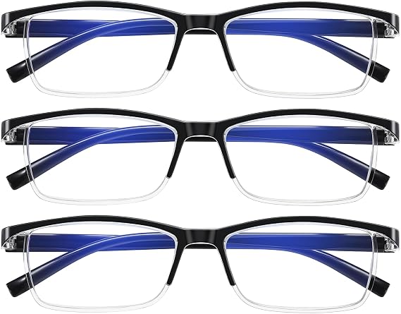 5 Pack Reading Glasses for Men and Women, Blue Light Blocking, Round Frame Computer Glasses for Screen Use, Anti Eyestrain Lightweight Readers