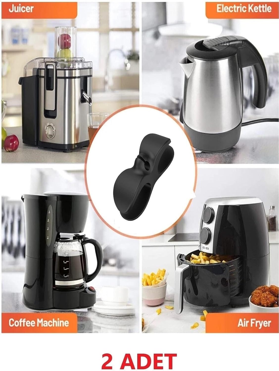 Doori 2 Ad Elektrikli Ev Aleti Mutfak Airfryer Fırın Kahve Makinesi Kablo Sarma Düzenleme Toplama Aparatı