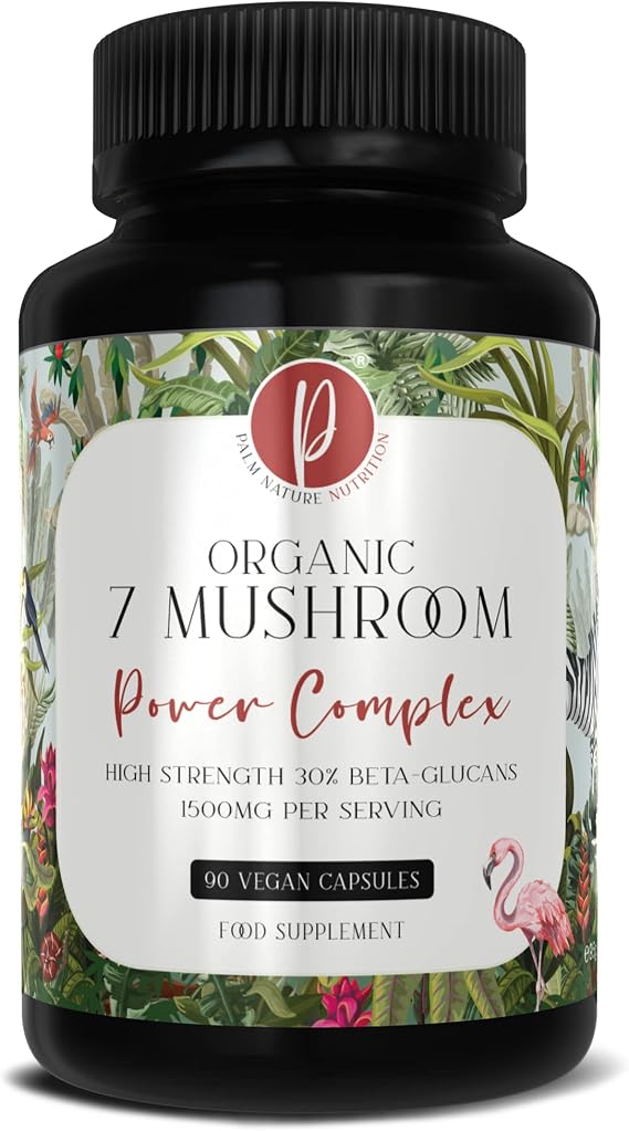 7 Mushroom Complex - High Strength Extracts Not Powders - 30% Beta-Glucans - 90 Capsules - 1500mg Per Serving - Lions Mane, Chaga, Reishi, Shiitake, Maitake, Tremella, Cordyceps