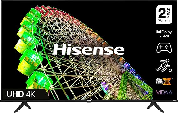 Hisense 55A6BGTUK (55 Inch) 4K UHD Smart TV, with Dolby Vision HDR, DTS Virtual X, Youtube, Netflix, Disney +, Freeview Play and Alexa Built-in, Bluetooth and WiFi (2022 NEW), black [Energy Class G]