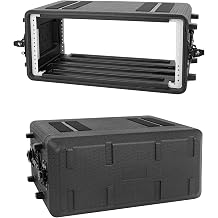 4U Rack Amplifier Case, Pro-Audio PA DJ Flight Road Travel Mount Hard Case With Customized Foam, Ideal for Wireless Mic System Storage/Amp/Effect/Mixer, 4U, Black
